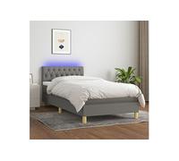 Boxspring met matras en LED stof donkergrijs 90x190 cm3133918