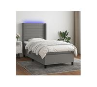 Vidaxl Sommier Tapissier Avec Matelas Et Led Gris Foncé 90x190cm Tissu Gris