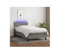 Vidaxl Sommier Tapissier Avec Matelas Et Led Gris Foncé 90x200cm Tissu Multicolore