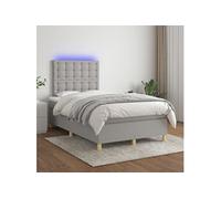 Sommier à Lattes de Lit et Matelas et LED Rembourré Noir 120x200 cm Tissu vidaXL