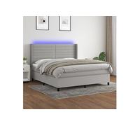 Boxspring met matras en LED stof lichtgrijs 160x200 cm3138405