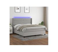 Sommier à Lattes de Lit Matelas LED Rembourré Gris Clair 160x200 cm Tissu vidaXL
