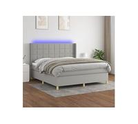 Boxspring met matras en LED stof lichtgrijs 160x200 cm3138885