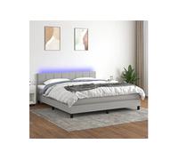 Boxspring met matras en LED stof lichtgrijs 180x200 cm3133173