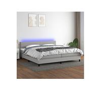 Boxspring met matras en LED stof lichtgrijs 200x200 cm3133261