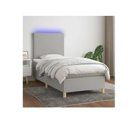 Vidaxl Sommier Tapissier Avec Matelas Et Led Gris Clair 90x190cm Tissu Multicolore