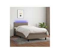 Sommier à Lattes de Lit Matelas et LED Rembourré Marron Foncé 100x200 cm vidaXL