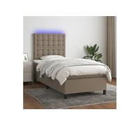 Vidaxl Sommier Tapissier Avec Matelas Et Led Taupe 100x200 Cm Tissu Gris