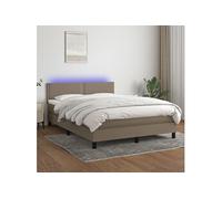 Vidaxl Sommier Tapissier Avec Matelas Et Led Taupe 140x200 Cm Tissu Multicolore