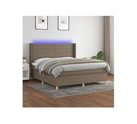 Vidaxl Sommier Tapissier Avec Matelas Et Led Taupe 180x200 Cm Tissu Multicolore