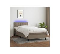 Sommier à Lattes de Lit avec Matelas et LED, Lit Rembourré, Lit Simple, Lit Adulte de Chambre à Coucher Intérieur, Moderne, Taupe 80x200 cm Tissu