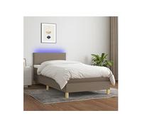 Vidaxl Sommier Tapissier Avec Matelas Et Led Taupe 90x200 Cm Tissu Multicolore