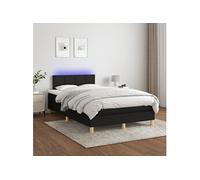 Vidaxl Sommier Tapissier Avec Matelas Et Led Noir 120 X 200 Cm Tissu Multicolore