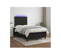 vidaXL Boxspring met matras en LED stof zwart 120x200 cm3134783 Noir G