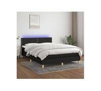 Boxspring met matras en LED stof zwart 140x190 cm3133631