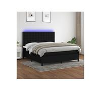 Vidaxl Sommier Tapissier Avec Matelas Et Led Noir 180x200 Cm Tissu Multicolore