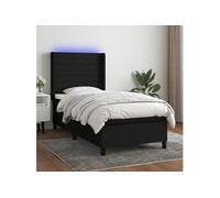 Vidaxl Sommier Tapissier Avec Matelas Et Led Noir 90x200 Cm Tissu Multicolore