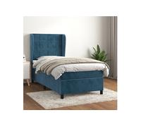 Sommier à Lattes de Lit avec Matelas, Lit Rembourré, Lit Simple, Lit Adulte de Chambre à Coucher Intérieur, Moderne, Bleu Foncé 100x200 cm