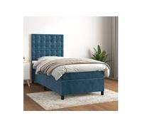 Vidaxl Lit À Sommier Tapissier Avec Matelas Bleu Foncé 100x200 Cm Bleu
