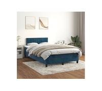 Sommier à Lattes de Lit avec Matelas, Lit Rembourré, Lit Double, Lit Adulte de Chambre à Coucher Intérieur, Moderne, Bleu Foncé 120x200cm Velours