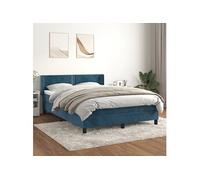 Vidaxl Lit À Sommier Tapissier Et Matelas Bleu Foncé 140x190cm Velours Multicolore