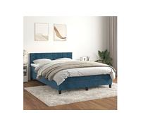 vidaXL Sommier à Lattes de Lit avec Matelas, Lit Rembourré, Lit Double, Lit Adulte de Chambre à Coucher Intérieur, Moderne, Bleu Foncé 140x190cm Velours Bleu
