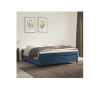 vidaXL Boxspring met matras fluweel donkerblauw 160x200 cm3144691 Bleu G