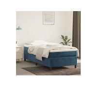Sommier à Lattes de Lit avec Matelas, Lit Rembourré, Lit Simple, Lit Adulte de Chambre à Coucher Intérieur, Moderne, Bleu Foncé 80x200 cm Velours
