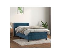 vidaXL Lit à sommier tapissier avec matelas Bleu foncé 90x190 cm