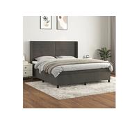 Boxspring met matras fluweel donkergrijs 160x200 cm3132748