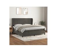 Lit À Sommier Tapissier Et Matelas Gris Foncé 200x200cm Velours