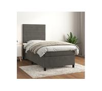 Sommier à Lattes de Lit avec Matelas, Lit Rembourré, Lit Simple, Lit Adulte de Chambre à Coucher Intérieur, Moderne, Gris Foncé 90x190 cm Velours