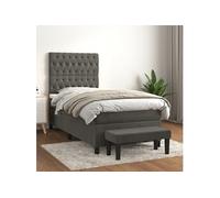 Vidaxl Lit À Sommier Tapissier Et Matelas Gris Foncé 90x200 Cm Velours Gris