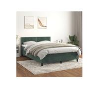 vidaXL Sommier à Lattes de Lit avec Matelas, Lit Rembourré, Lit Double, Lit Adulte de Chambre à Coucher Intérieur, Moderne, Vert Foncé 140x190cm Velours Vert