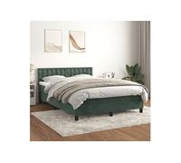 Vidaxl Lit À Sommier Tapissier Et Matelas Vert Foncé 140x190cm Velours Multicolore