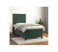 vidaXL Boxspring met matras fluweel donkergroen 90x190 cm3142938 Vert G