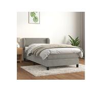 Vidaxl Lit À Sommier Tapissier Et Matelas Gris Clair 100x200cm Velours Multicolore