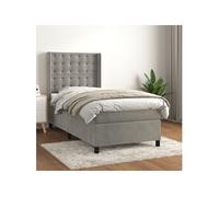 Vidaxl Lit À Sommier Tapissier Et Matelas Gris Clair 100x200cm Velours Gris