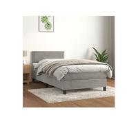 Boxspring met matras fluweel lichtgrijs 100x200 cm3141227