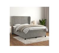 Vidaxl Lit À Sommier Tapissier Et Matelas Gris Clair 140x190cm Velours Gris