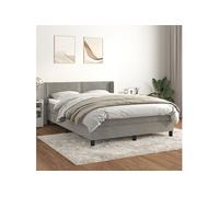 Sommier à Lattes de Lit et Matelas, Lit Rembourré, Lit Double, Lit Adulte de Chambre à Coucher Intérieur, Moderne, Gris Clair 140x190cm Velours