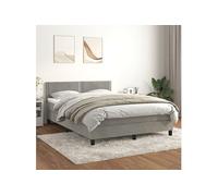 Vidaxl Lit À Sommier Tapissier Et Matelas Gris Clair 140x190cm Velours Multicolore