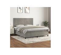 3142911 vidaXL Lit à sommier tapissier et matelas Gris clair 160x200cm Velours