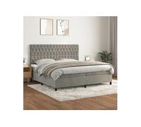 Boxspring met matras fluweel lichtgrijs 200x200 cm3143223