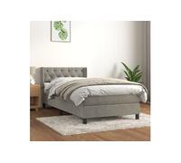 Vidaxl Lit À Sommier Tapissier Et Matelas Gris Clair 80x200 Cm Velours Multicolore