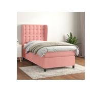 Vidaxl Lit À Sommier Tapissier Avec Matelas Rose 100x200 Cm Velours Rose