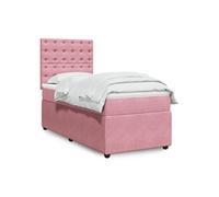 vidaXL Sommier à lattes de lit avec matelas Rose 100x200 cm Velours Rose