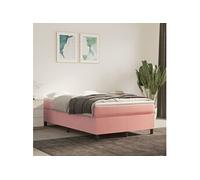Sommier à Lattes de Lit avec Matelas, Lit Rembourré, Lit Double, Lit Adulte de Chambre à Coucher Intérieur, Moderne, Rose 120x200 cm Velours