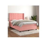 Boxspring met matras fluweel roze 140x200 cm3132686