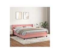 Sommier à Lattes de Lit avec Matelas Rembourré Rose 180x200 cm Velours vidaXL